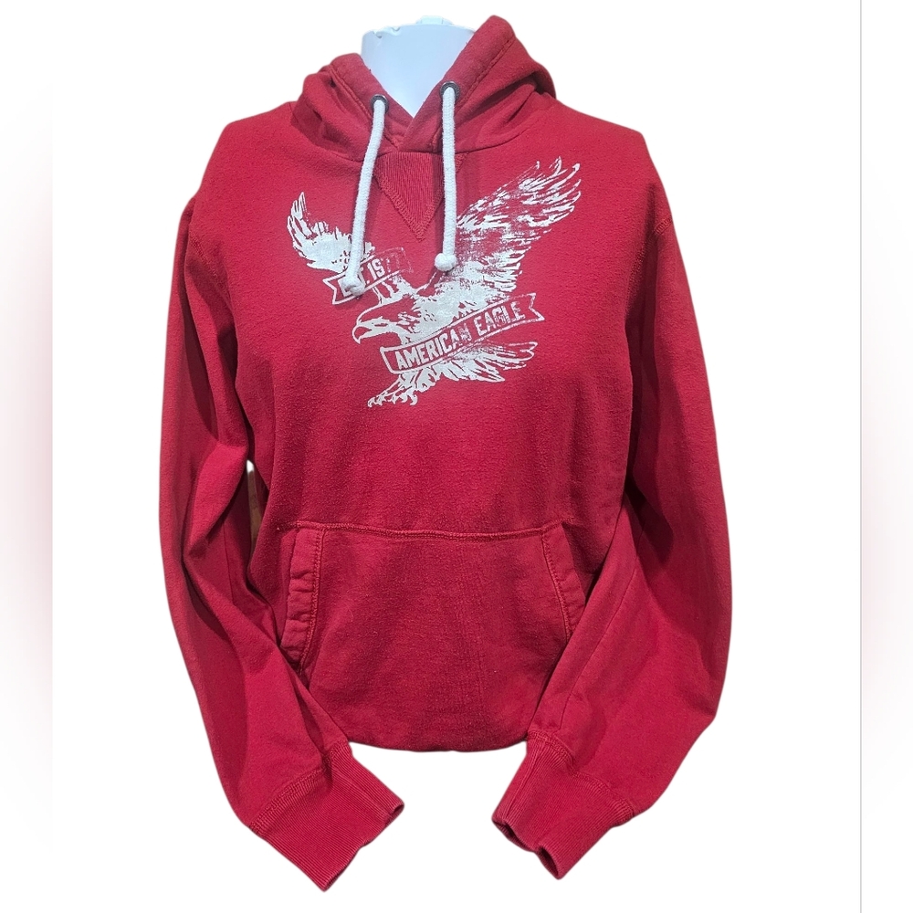 🦅 American Eagle Outfitters Vintage Red Eagle Hoodie Size Medium‎